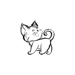 cat rough sketch logo illustration