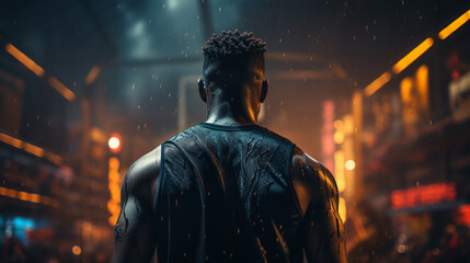 Obraz premium Basketball player back view. Generative Ai