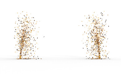 projection de confettis or et argent sur fond transparent - rendu 3D