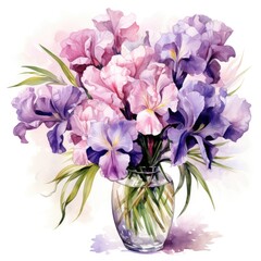 Obraz na płótnie Canvas purple watercolor flowers bouquet, AI Generated
