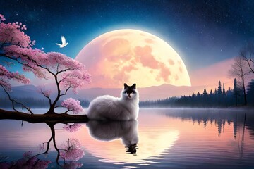 Obraz na płótnie Canvas cats on the moon
