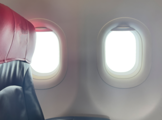 aeroplane window with clear background from a big airplane airline jet