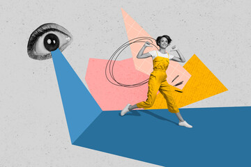 Magazine template collage of lady pointing herself advertise best quality security maintenance...