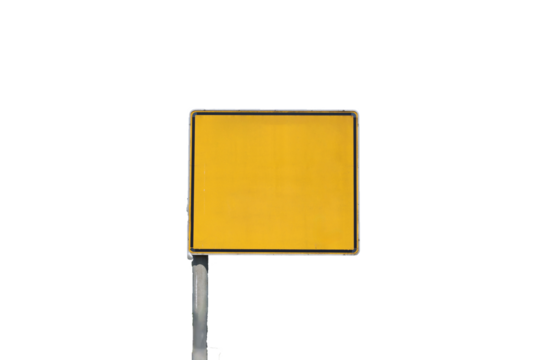 Empty yellow sign, attention and warning sign.