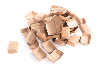 Empty disposable paper fast food tray isolated on white