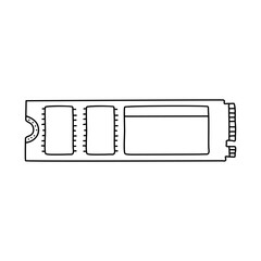 SSD Doodle illustration. simple line illustration of SSD. Personal computer component icon