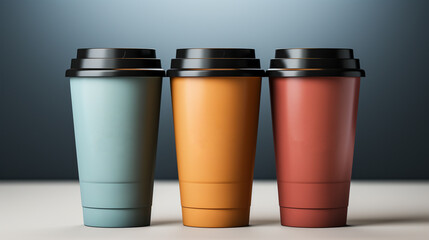  Paper coffee cups. Generative Ai