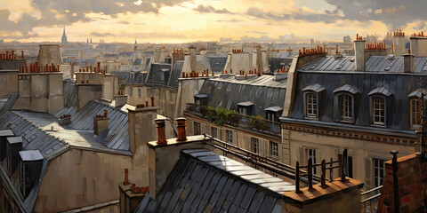 View of the rooftops in Paris. Generative AI