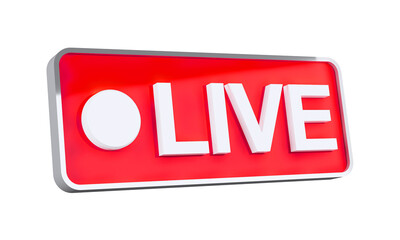 Live streaming red color icon. Social media and news, minimal design. 3D Illustration