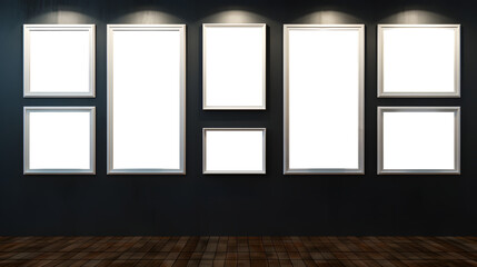 Blank decorative art transparent frame gallery mock-up, poster frames close up 