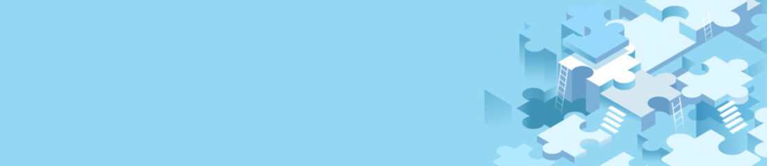 isometric background illustration of puzzle pieces