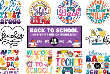 Back to school t-shirt design bundle, first day, 100 Days of school bundle, Graduation shirts, Custom school shirts, kids t shirt, t shirt design bundle, bundle design, t shirt design pack.
