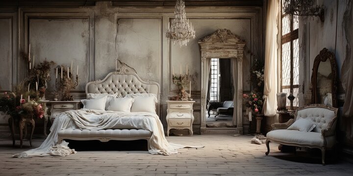 Italian shabby chic bedroom