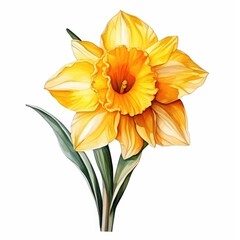 yellow narcissus isolated on white, AI Generated