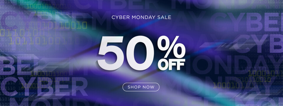 3D Rendered Cyber Monday Studio background with neon podium product display glowing ring, cyber Monday lettering. Vector Illustration. EPS 10.