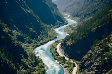 Fototapeta na wymiar long river in beautiful mountains