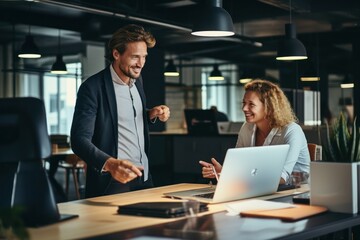 In the vibrant cool office, colleagues thrive. Creativity sparks as they collaborate, bringing ideas to life. Laughter echoes through modern spaces, fostering a dynamic environment.