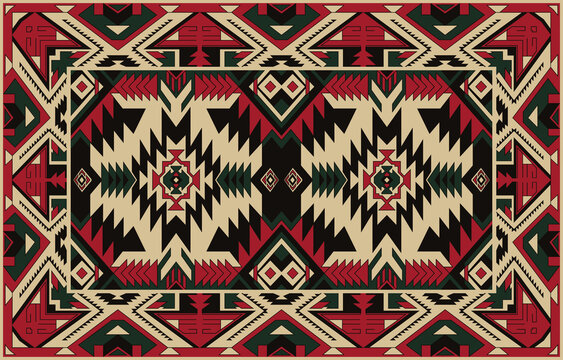 Colorful ornamental vector design for rug, tapis, yoga mat. Geometric ethnic clipart. Arabian ornamental carpet with decorative elements.Persian carpet,