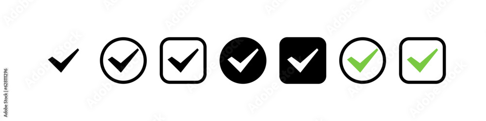 Wall mural check mark. check mark vector icon collection. check marks. checkmarks black and green colors. tick.