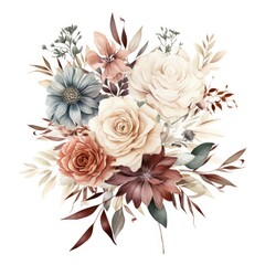 floral bouquet isolated on white , AI Generated