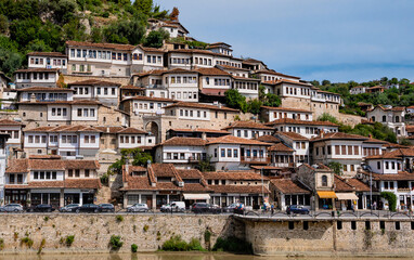 traditional balkan houses in historic old town of berat albania