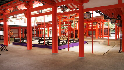 The inside of a Japanese temple in Kobe Japan