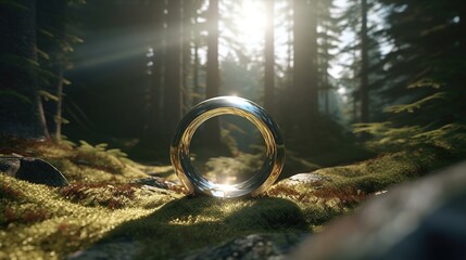 Authentic anamorphic lens flare with ring ghost effect generate ai - obrazy, fototapety, plakaty