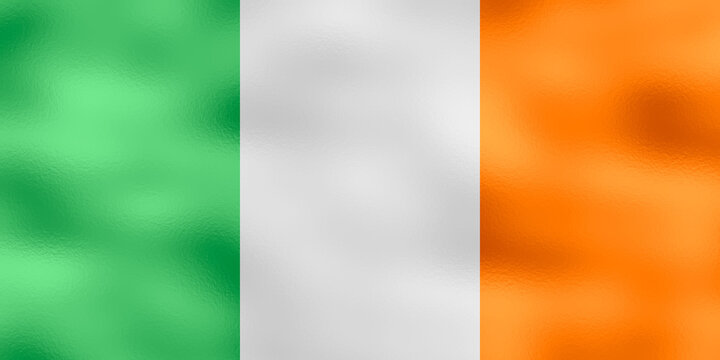 Flag of Ireland. 1:2 Proportions. Original to scale. Irish special flag. Metallic glamour design.