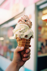Close up of a soft serve ice cream