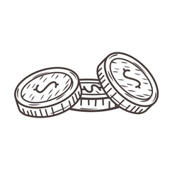 Stacked Coin, money icons hand drawn illustration