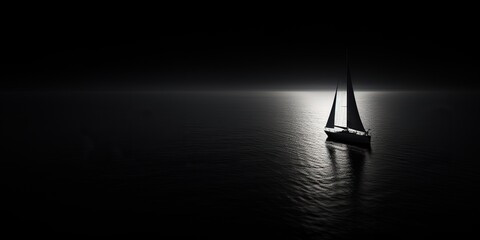 AI Generated. AI Generative. Ship sail boat yacht in open sea ocean lake water. Summer outdoor adventure vacation trip luxury lifestyle. Graphic Art
