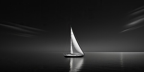 AI Generated. AI Generative. Ship sail boat yacht in open sea ocean lake water. Summer outdoor adventure vacation trip luxury lifestyle. Graphic Art