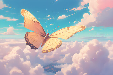 Fototapeta na wymiar butterfly on the sky generative ai