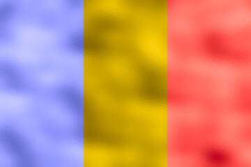 Obraz premium Flag of Romania. 2:3 Proportions. Original to scale. Romanian special flag. Metallic glamour design.