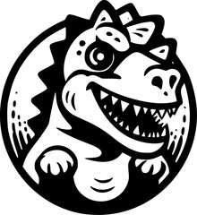 Dino - Black and White Isolated Icon - Vector illustration