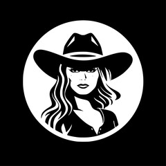 Cowgirl | Black and White Vector illustration