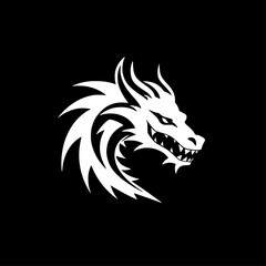Obraz premium Dragon | Black and White Vector illustration