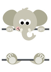 Cute elephant with blank signboard