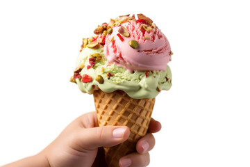 Wholesome Cone Isolated Ice Cream on Transparent Background Generative Ai