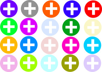 Seamless background with cross or plus symbol on colorful circle.