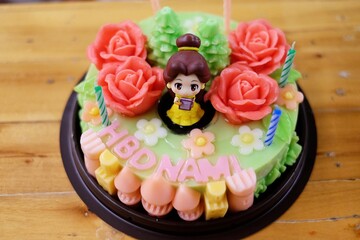 Nonthaburi, Thailand : march 9, 2023: jelly cake for a child's birthday. birthday cake. delicious.