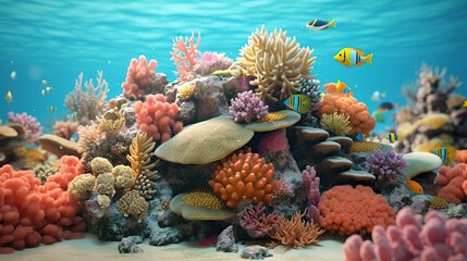 Naklejka na ściany i meble Coral and fish around shaab mahmud generate ai