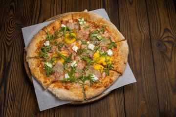 Delicious Italian pizza in the restaurant