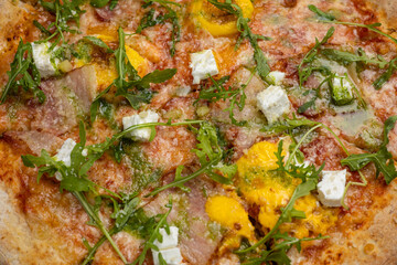 Delicious Italian pizza in the restaurant