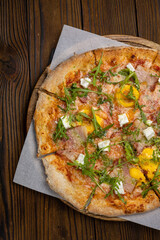 Delicious Italian pizza in the restaurant