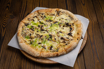 Delicious Italian pizza in the restaurant