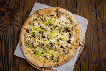 Delicious Italian pizza in the restaurant