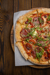 Delicious Italian pizza in the restaurant