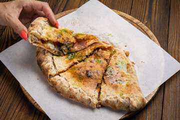 Delicious Italian pizza in the restaurant