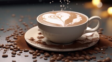 A cup of Coffee milk with a sprinkling of chocolate generate ai